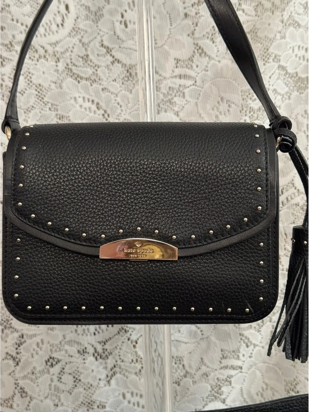 Kate Spade Black Leather Handbag & Studded Crossbody 2-Piece Bundle